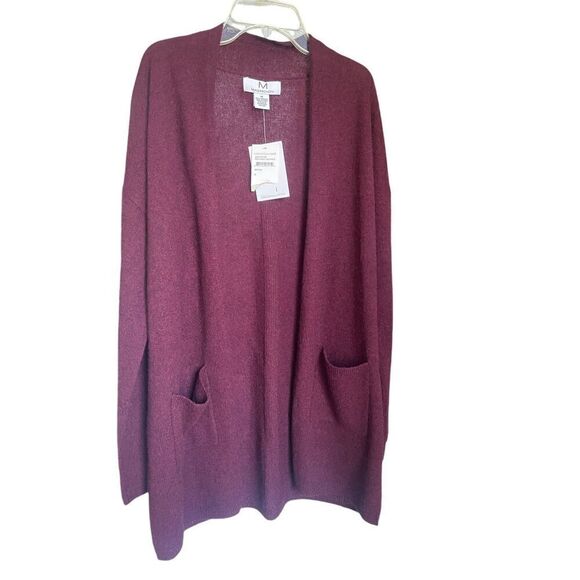 NWT Magaschoni 100% Cashmere Cardigan Sweater Red Wine M - Picture 6 of 10